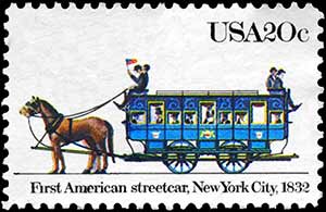 Postage Stamp celebrating Americas First Street Car, 1832