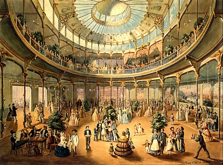 Interior of the German Winter Garden at 45 Bowery, 1865. 