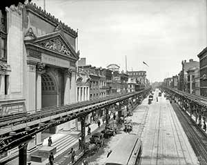 View of the bank on the Bowery in 1905